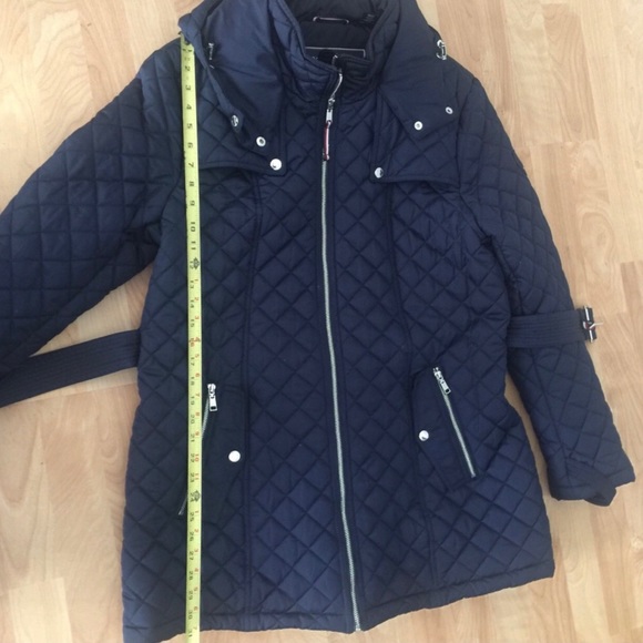 Tommy Hilfiger Navy Blue Hooded Winter Coat - Picture 3 of 16